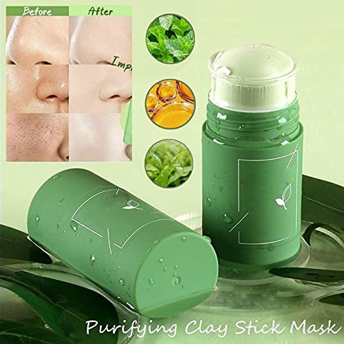 1205 Green Tea Purifying Clay Stick Mask Oil Control Anti-acne Eggplant Solid Fine Portable Cleansing Mask Mud Apply Mask Green Tea Facial Detox Mud Mask