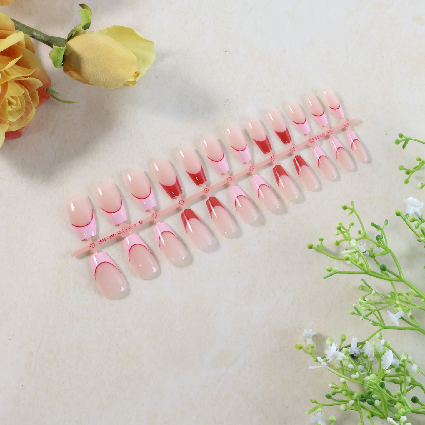 Elegant Nude Glossy Artificial Nail Tips Fake Nails (24 Pc Set)