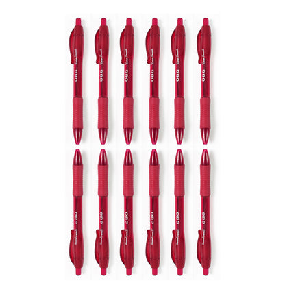 Red Colour Gel Pen Set Set Of 12 Pcs