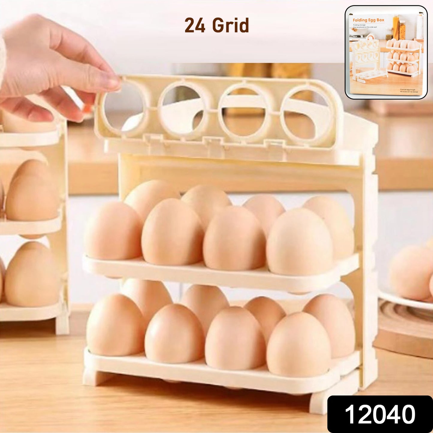 Plastic Foldable Egg Tray  24 Grid Egg Storage Box (1 Pc)