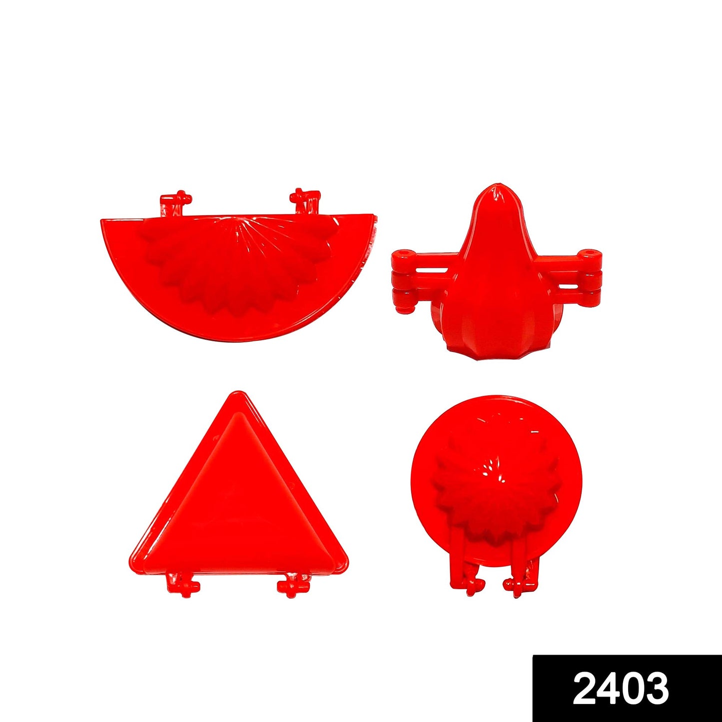 2403 4 Pcs Plastic Red Kitchen Tool Mould Dough Press