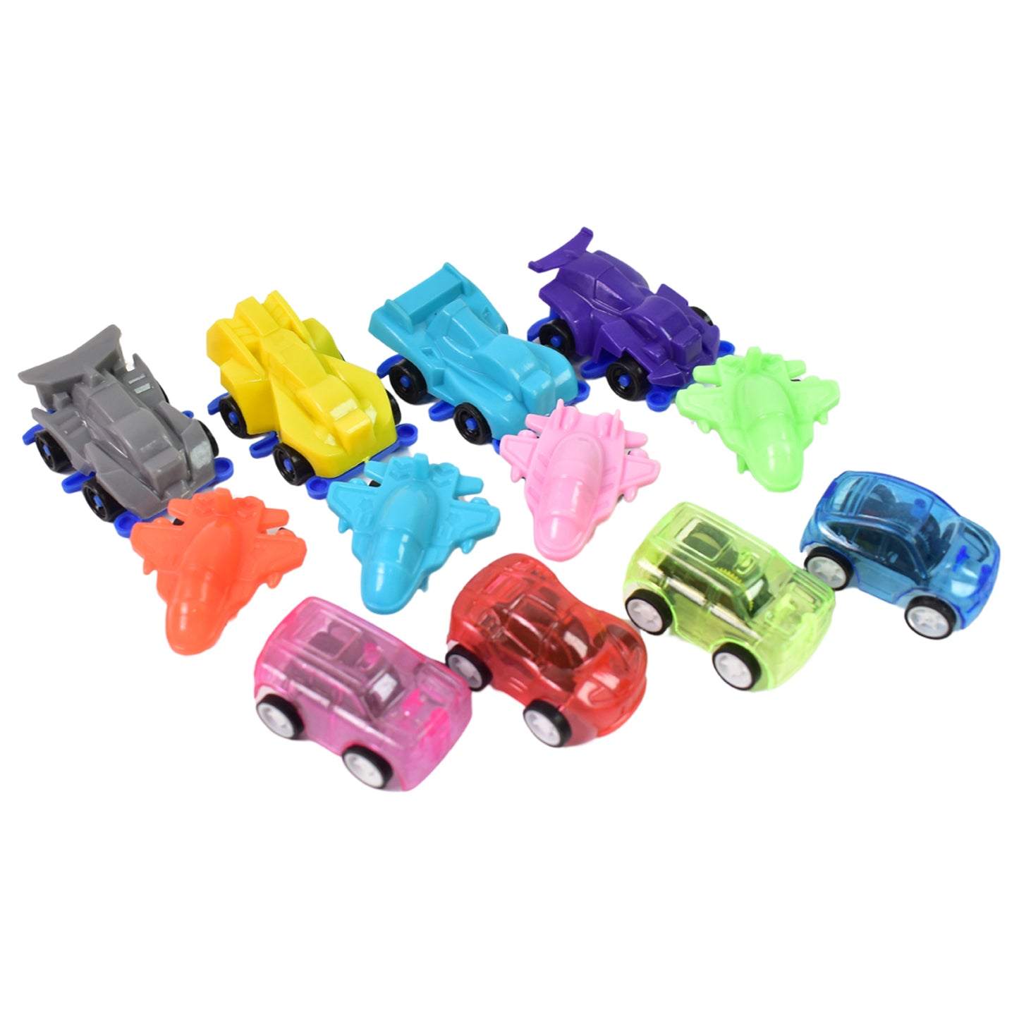 Mini Pull Back Car  Aeroplane Plastic Pull Back Car Cartoon Toys (12 Pcs Set)