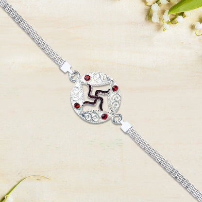 Silver Chain Swastik Rakhi