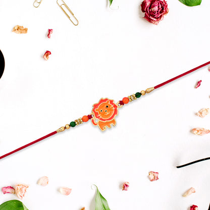 Cute Lion Kids Rakhi With Beaded Thread