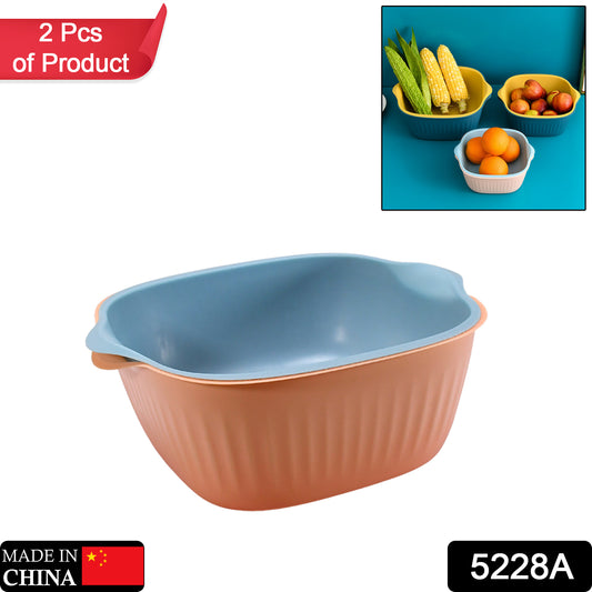 5228a  Kitchen Bowl Plastic Washing Bowl And Strainer Drainer Basket For Home  Kitchen Use