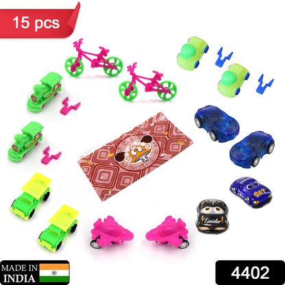 4402 Toys For Kids Friction Powered Vehicle Toy For Baby Push  Go Toys Combo Set For Boys  Girls ( Pack Of 15)