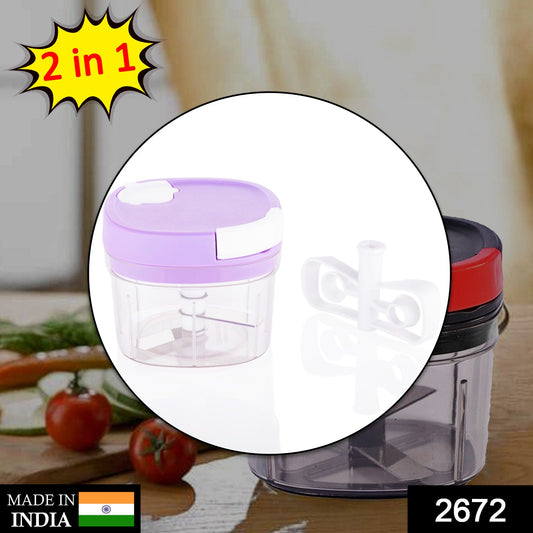 2672 2in1 Handy Chopper And Slicer For Home  Kitchen (600ml Capacity)