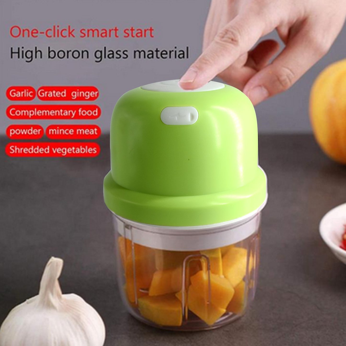 2485 Portable Usb Rechargeable Electric Chopper Fruit Vegetable Onion Chopper Garlic Chopper