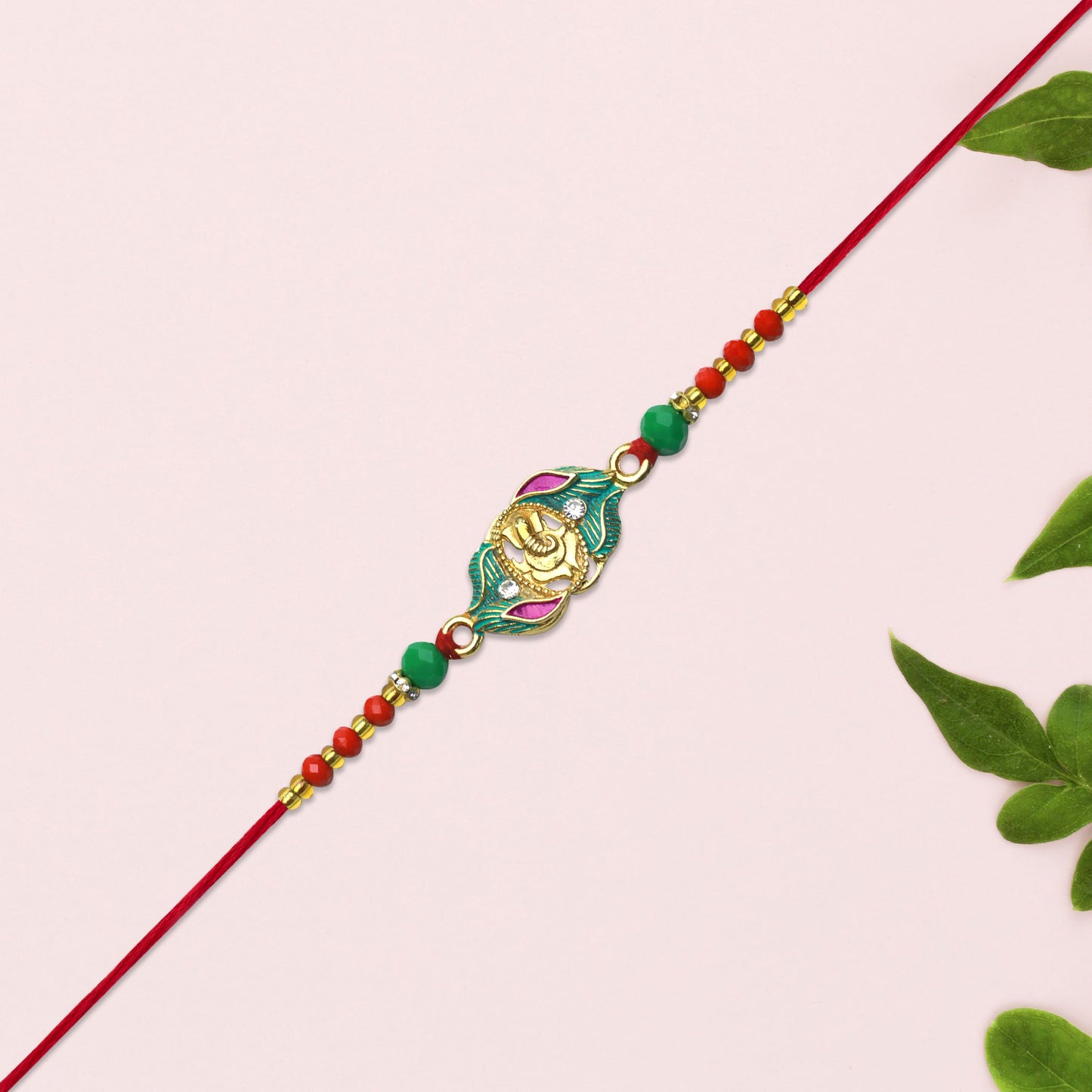 Ganesh Leaf Motif Rakhi