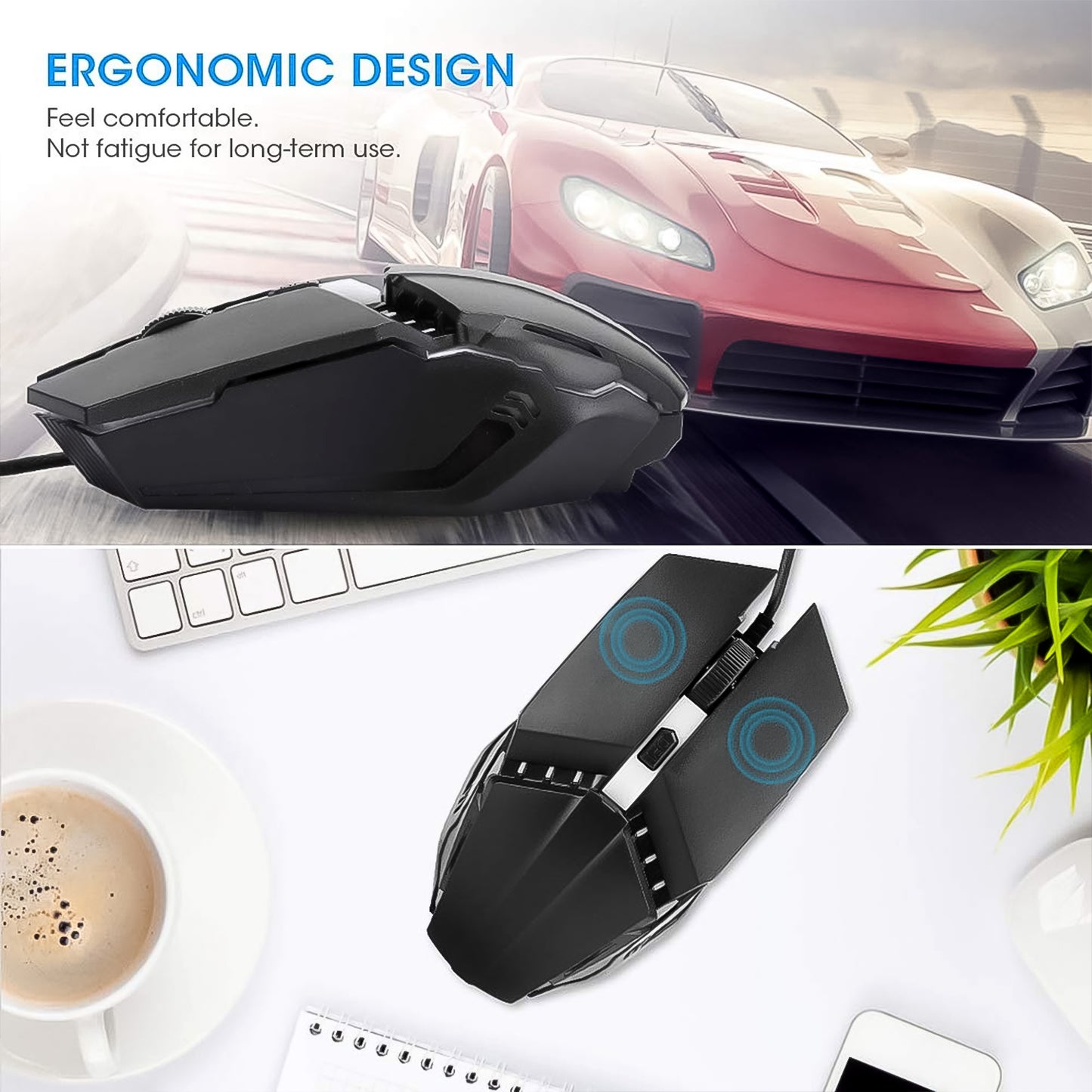 Usb Wired Mouse Ergonomic Design Gaming Mouse (1 Pc)