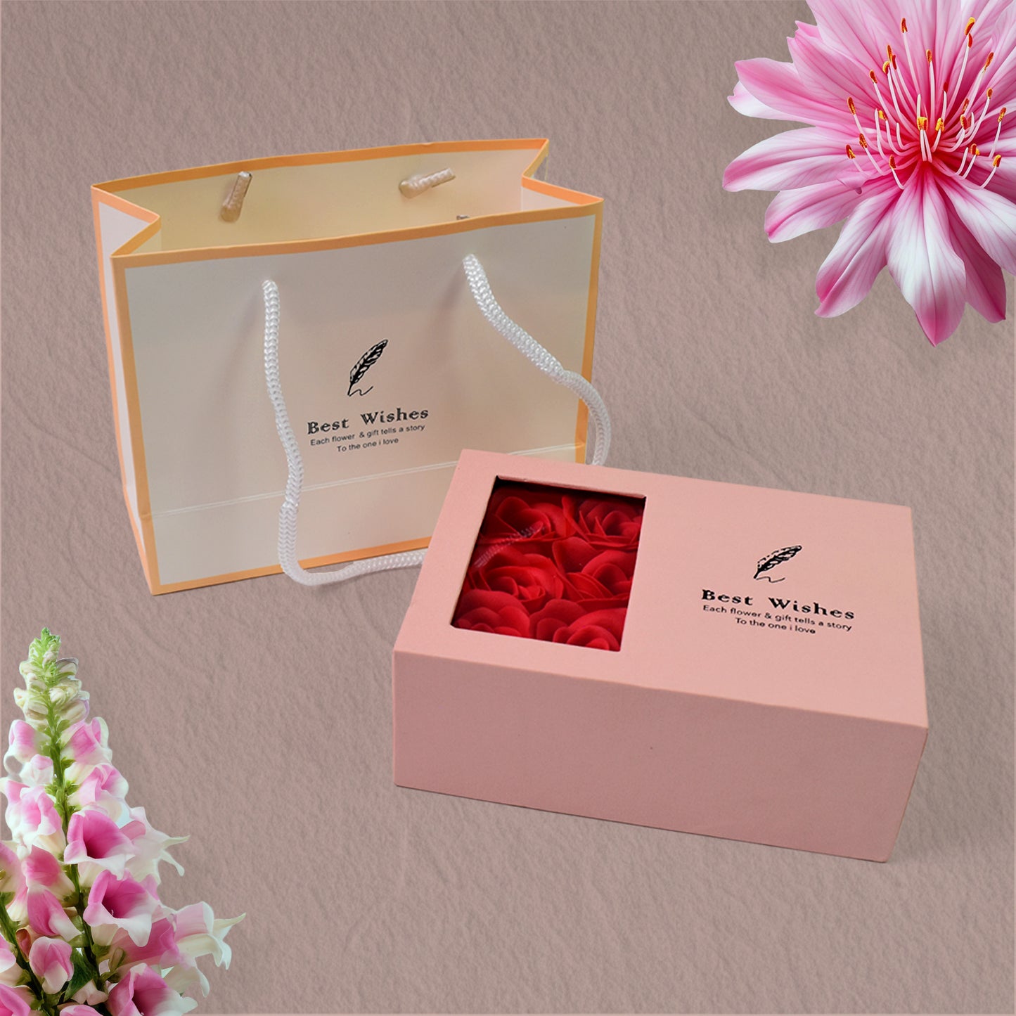 Jewellery Gift Box With Lids  Roses Packaging Box With 6 Roses (1 Set)