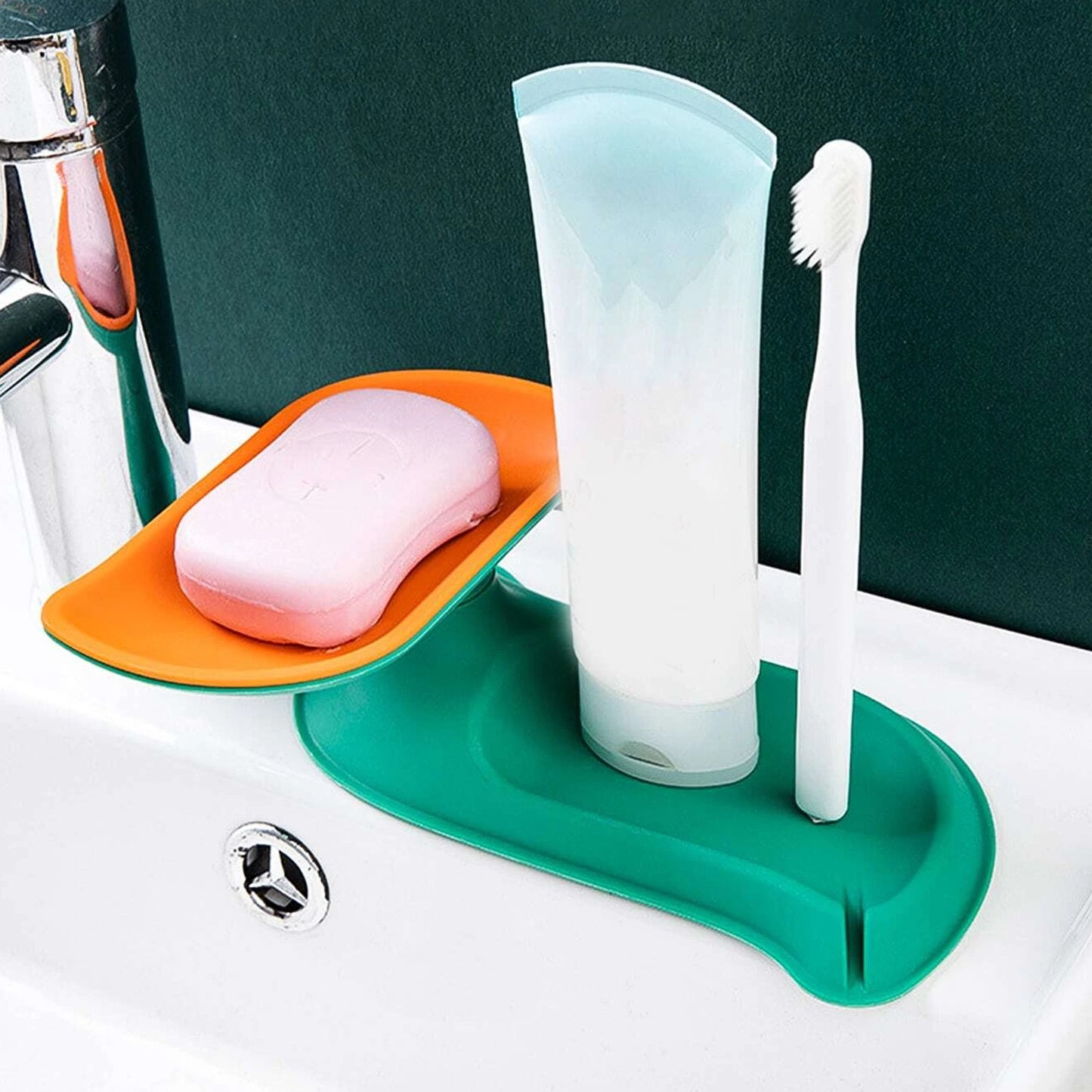 4858c Plastic Double Layer Soap Dish Holder Decorative Storage Holder Box For Bathroom Kitchen Easy Cleaning Soap Saver.