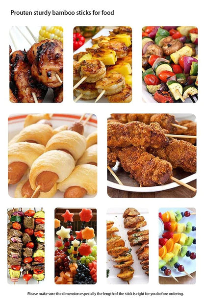 1107 Camping Wooden Color Bamboo Bbq Skewers Barbecue Shish Kabob Sticks Fruit Kebab Meat Party Fountain Bamboo Bbq Sticks Skewers Wooden (30cm)