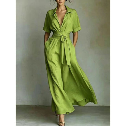 Solid color waist slimming dress