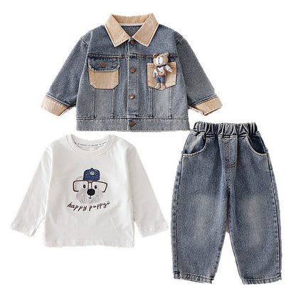 Cowboy long sleeved three piece children's clothing set