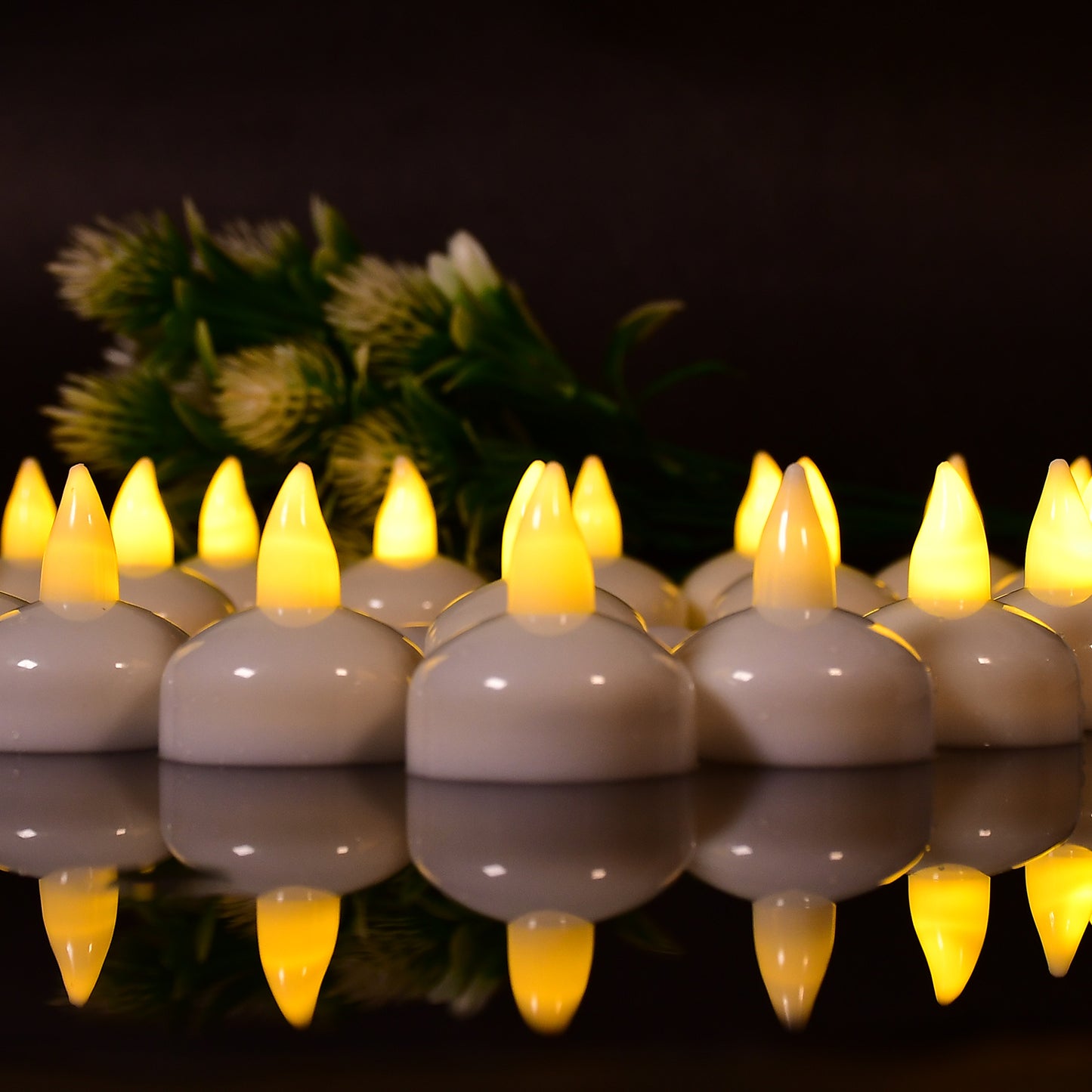 6432 Set Of 12 Flameless Floating Candles Battery Operated Tea Lights Tealight Candle - Decorative Wedding.