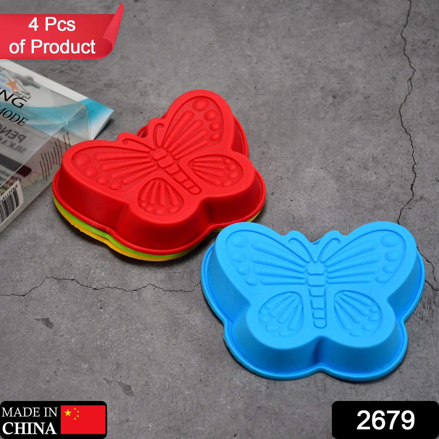 2679 Butterfly Shape Cake Cup Liners I Silicone Baking Cups I Muffin Cupcake Cases I Microwave Or Oven Tray Safe I Molds For Handmade Soap Biscuit Chocolate Muffins Jelly  Pack Of 4