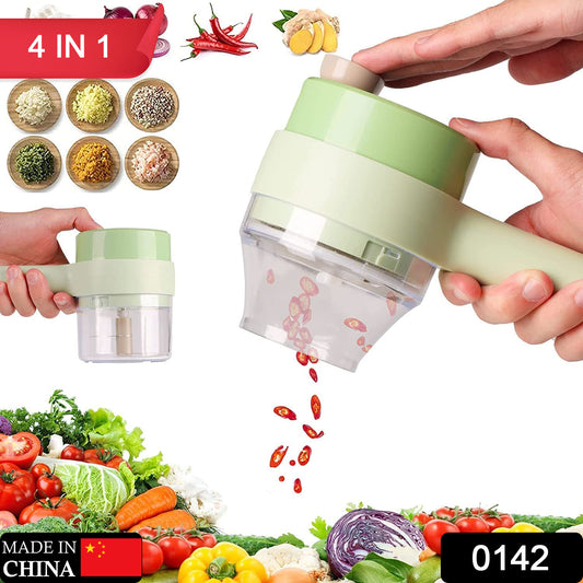 0142 4 In 1 Electric Handheld Cooking Hammer Vegetable Cutter Set Electric Food Chopper Multifunction Vegetable Fruit Slicer