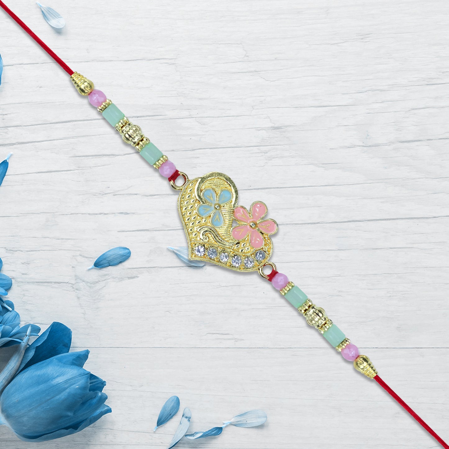 Heart-shaped Rakhi With Pastel Floral Detailing
