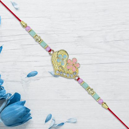 Heart-shaped Rakhi With Pastel Floral Detailing