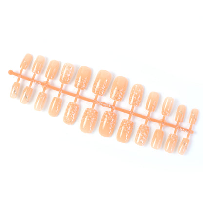 Elegant Nude Glossy Artificial Nail Tips Fake Nails (24 Pc Set)