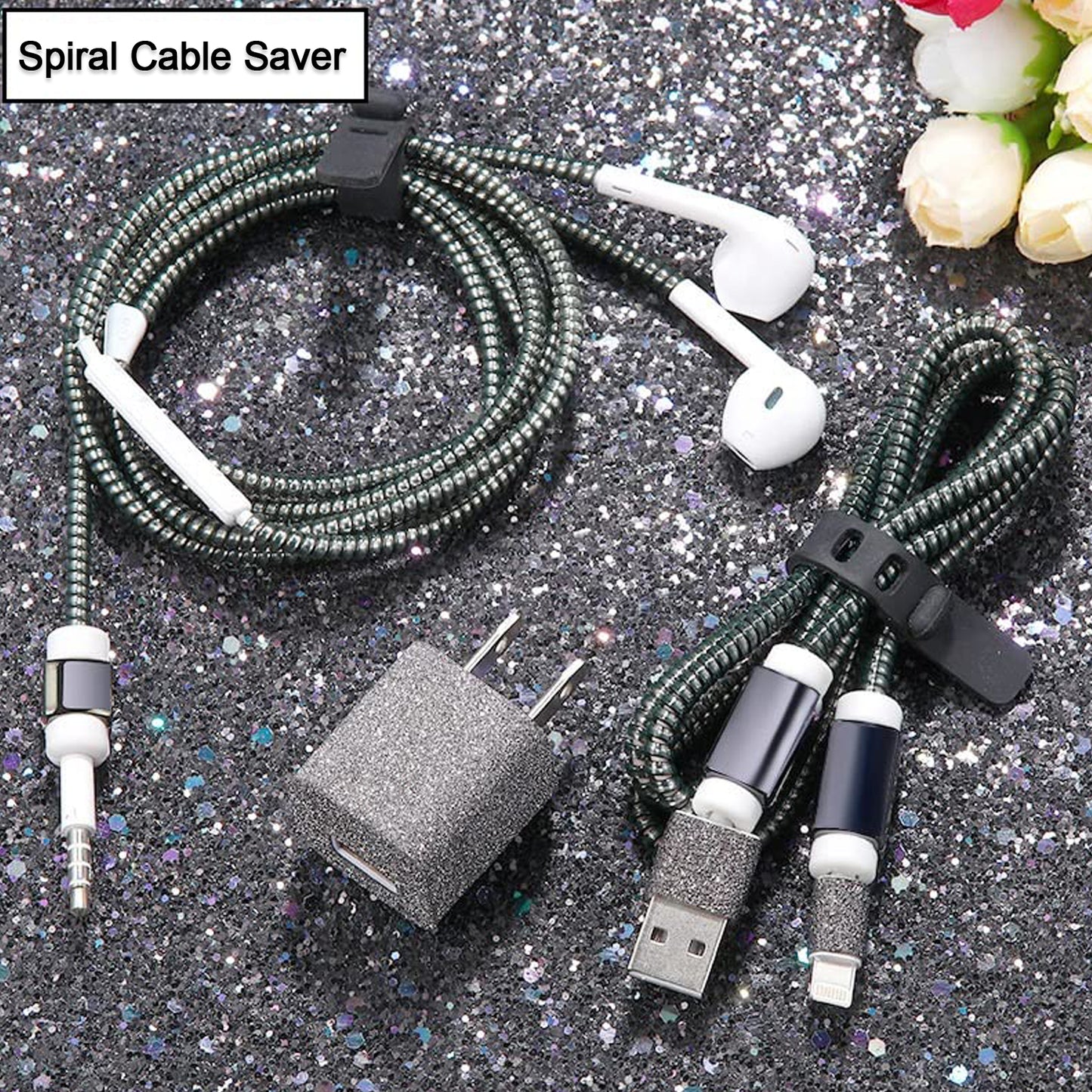 6011 Metallic Finish Cable Spiral Protectorwire Repairpet Cord Protectorheadphone Saver Cable Wrapcover For Mac Charging Cable