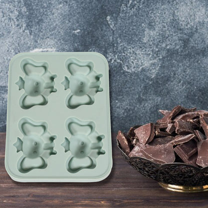 8160 Silicone Cartoon Shape 4 Grid Ice Cube Tray Ice Cube Molds Trays Small Cubes Tray For Fridge Flexible Silicon Ice Tray (1 Pc)