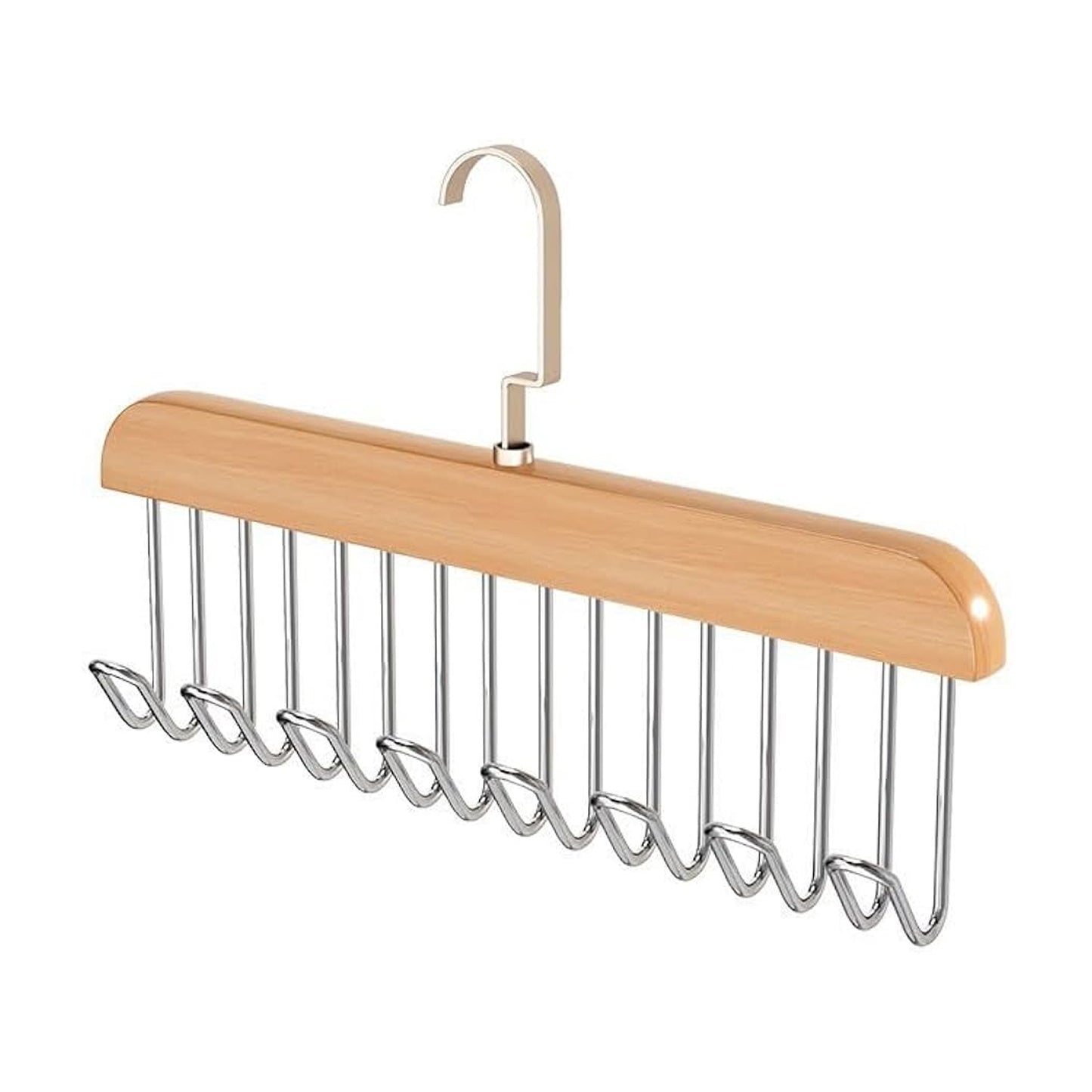 Space Saving 8 Hooks Wooden Hangers (Hanging Hook Included  1 Pc)