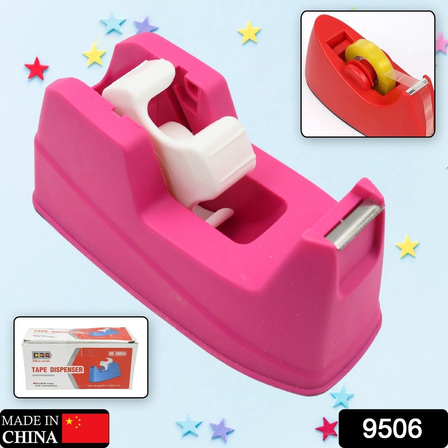 9506 Plastic Tape Dispenser Cutter For Home Office Use Tape Dispenser For Stationary Tape Cutter Packaging Tape (1 Pc  631 Gm)