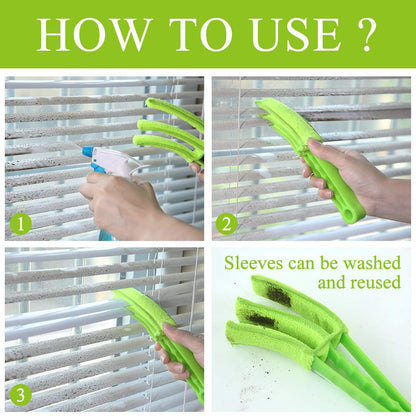 7729 Window Blind Cleaner Duster Brush With Microfiber Sleeves - Blind Cleaner Tools For Window Shutters Blind Air Conditioner Jalousie Dust