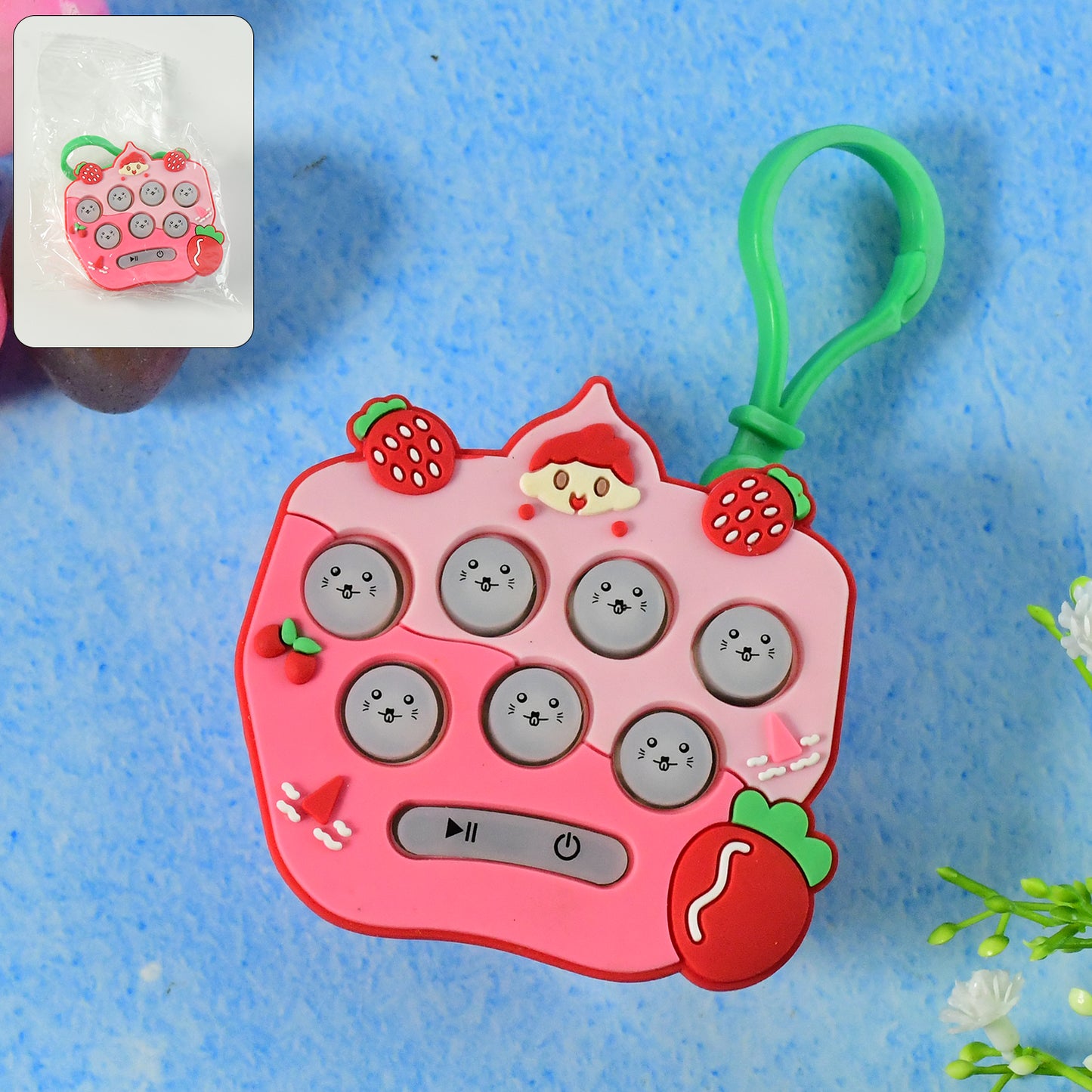 Cartoon Push Button Keychain Toy - (1 Pc)