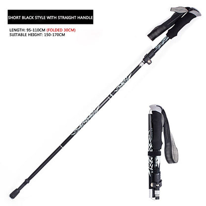 Alpine stick aluminum alloy folding ultra light and ultra short telescopic outdoor hand stick walking mountain with 5 poles
