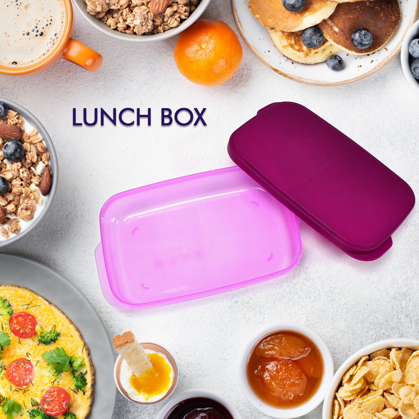 2453 Unbreakable Divine Leak Proof Plastic Lunch Box Food Grade Plastic Bpa-free 2 Containers With Spoon