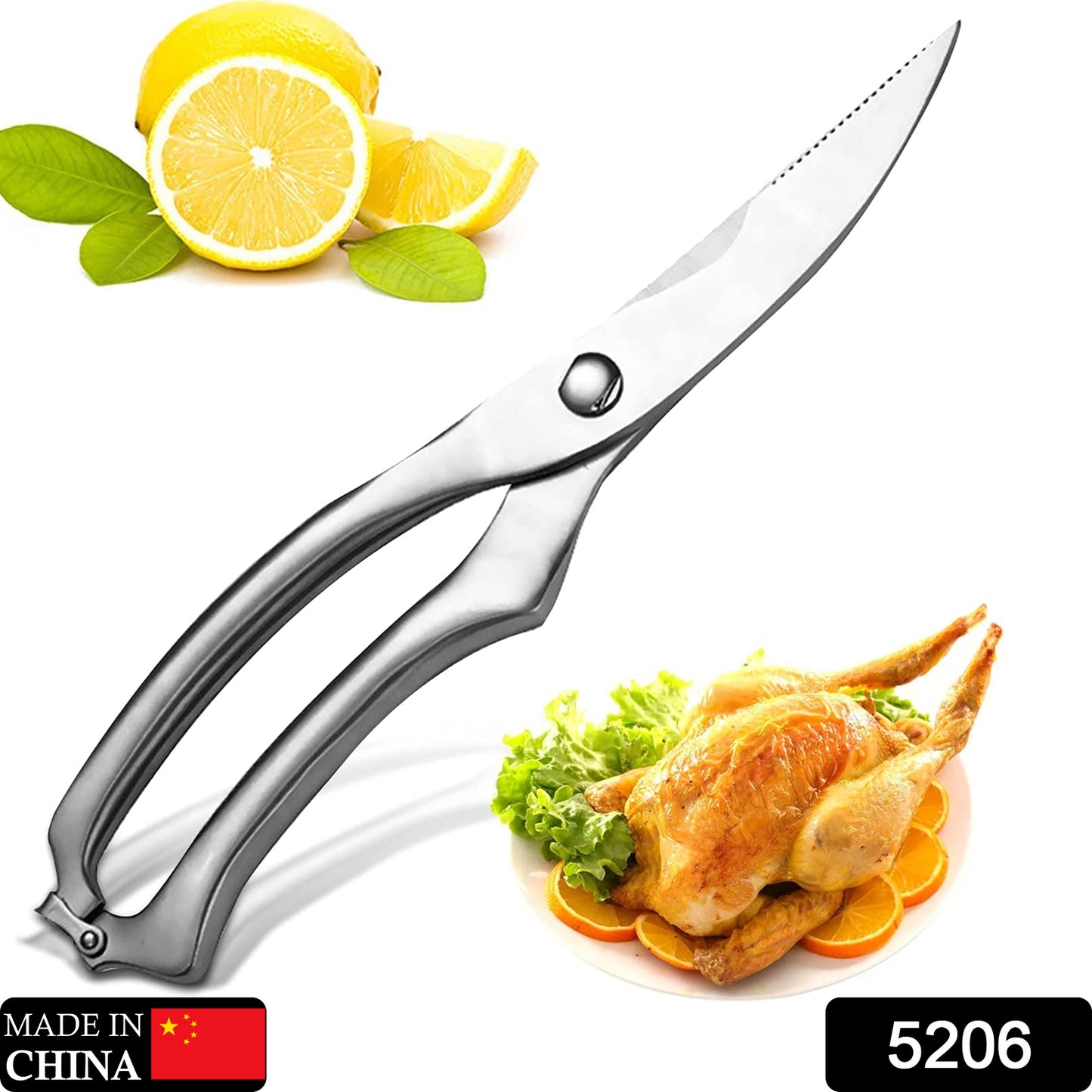 5206 Heavy Duty Stainless Steel Poultry Shears Premium Ultra Sharp Spring-loaded Kitchen