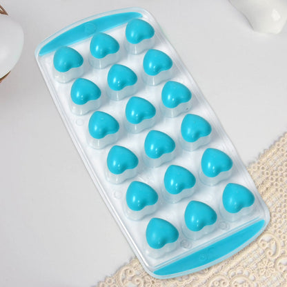 5352 Easy Push Premium Pop-up Ice Tray With Flexible Silicon Bottom And Lid Heart Shape 18 Cube Trays