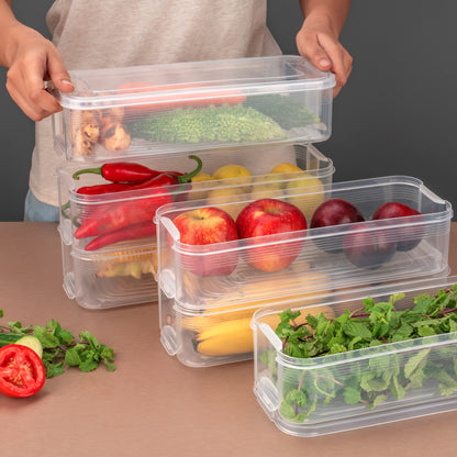 5595 3 Fridge Storage Container Fridge Organizer With Lid Stackable Fridge Storage Containers Plastic Freezer Storage Containers For Fish Meat Vegetables Fruits Pack Of 3pcs 1500ml Approx