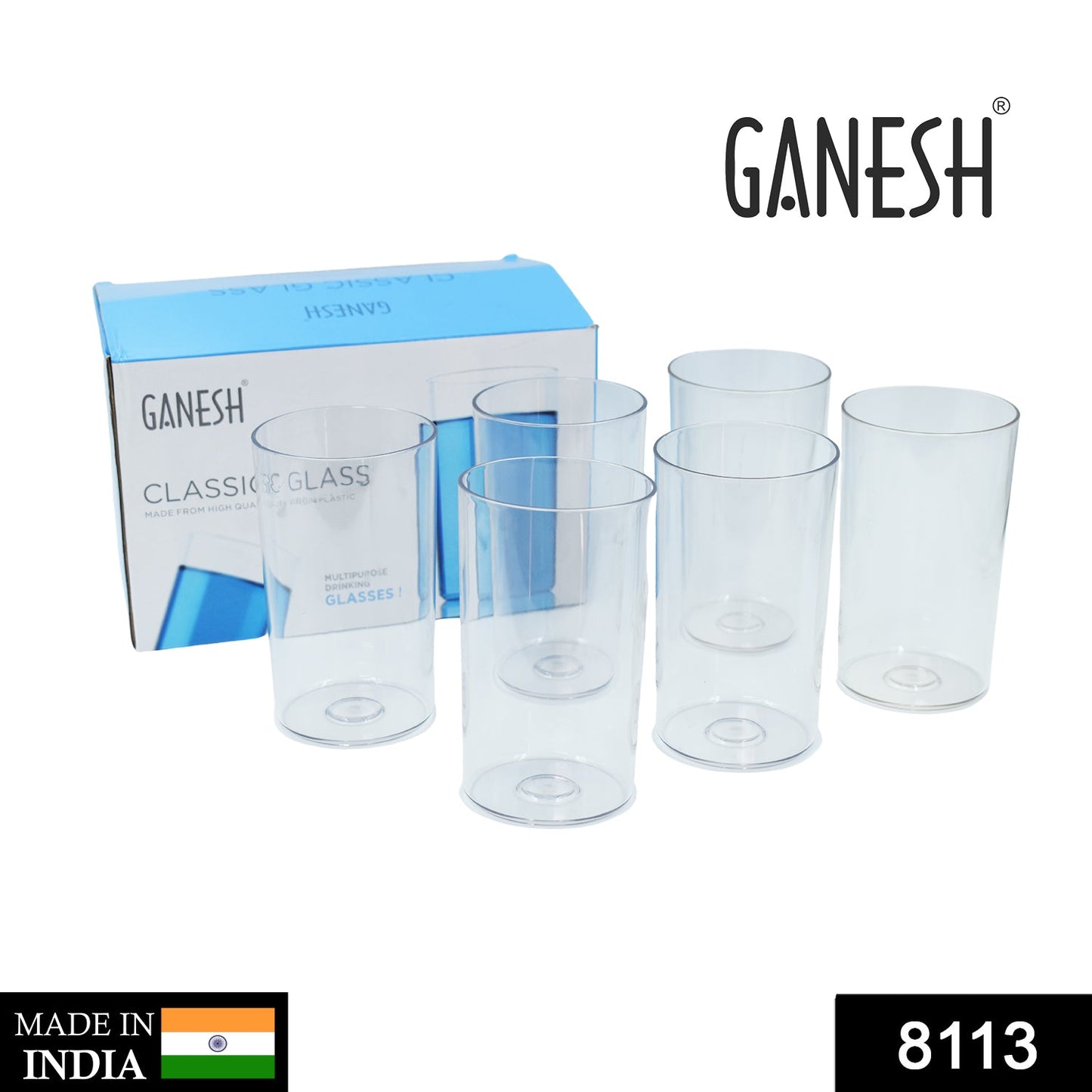 Ganesh Classic Glass Set Of-6 (Each Glass 350ml)