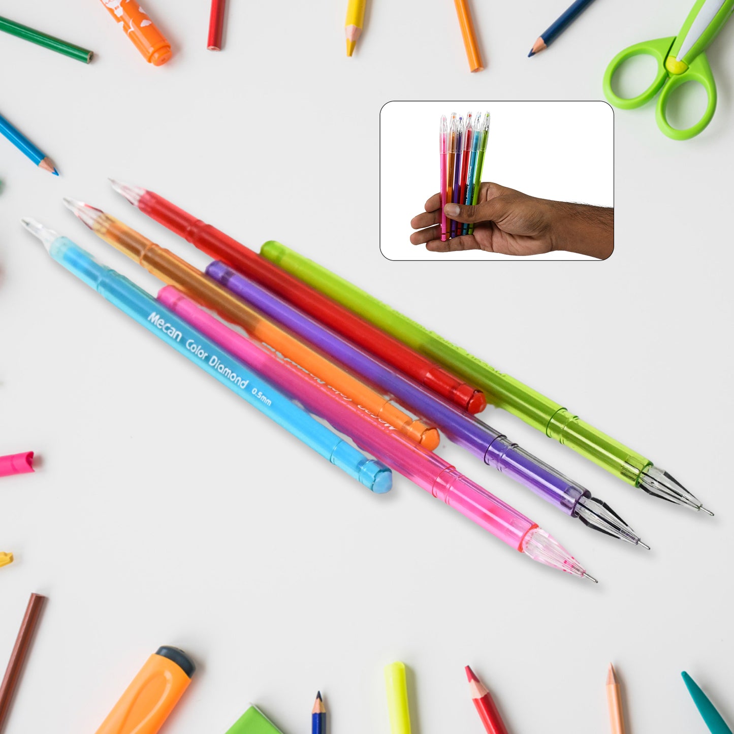 Multi Colour Gel Pen Set Set Of 6 Colours (6 Pcs Set)