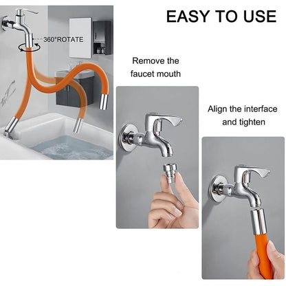 9087b Flexible Water Tap Extender Universal Foaming Extension Tube With Connector 360 Free Bending Faucet Extender Adjustable Sink Drain Extension (46cm)