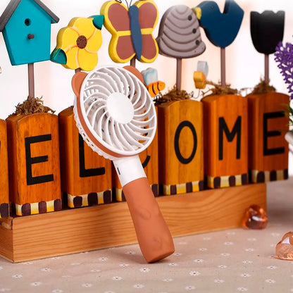 4812 Portable Bear Styled Hand Fan Rechargeable Handheld Fan For Travel  Home  Office Use (Battery Not Include)
