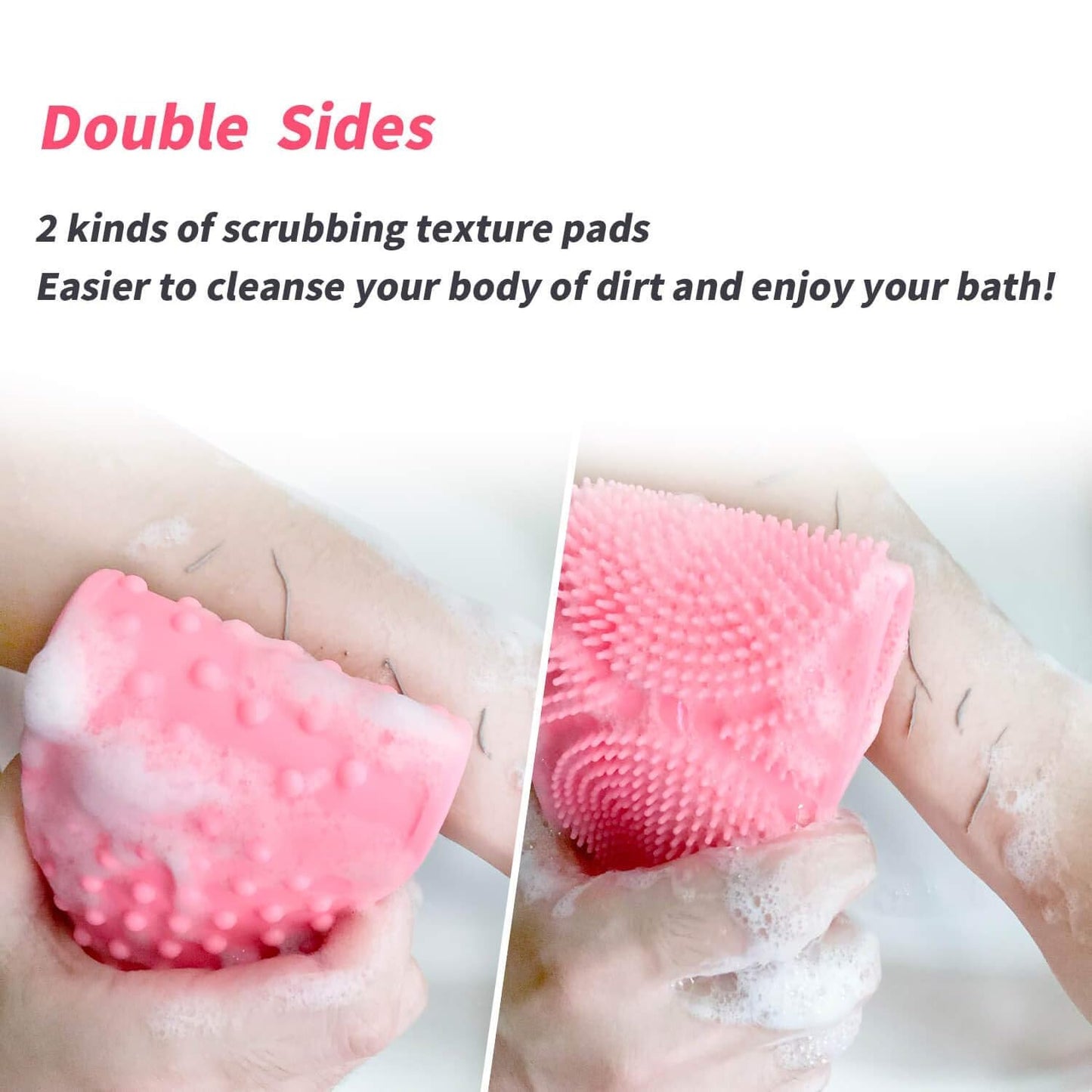 Silicone Body Back Scrubber Double Side Bathing Brush For Skin Deep Cleaning Massage Dead Skin Removal (101 Gm  Medium Size 1pc)