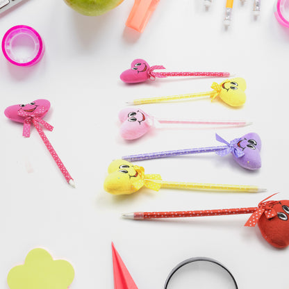 4292 Cute Cartoon Shape  Heart Design Facy Writting Pen Attached Rattle  Ball Pen Smooth Writing For Wedding  Events  Multiuse Pen  Best Pen L Use For Kids (12 Pcs Set Mix Design  Color)