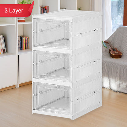 Stackable Multifunctional Storage For Clothes Foldable Drawer Shelf Basket Utility Cart Rack Storage Organizer Cart For Kitchen Pantry Closet Bedroom Bathroom Laundry (3 Layer 1 Pc)