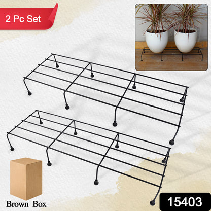 Metal Rectangle Flower Plant Stand For Balcony (6020 Cm  2 Pc Set)