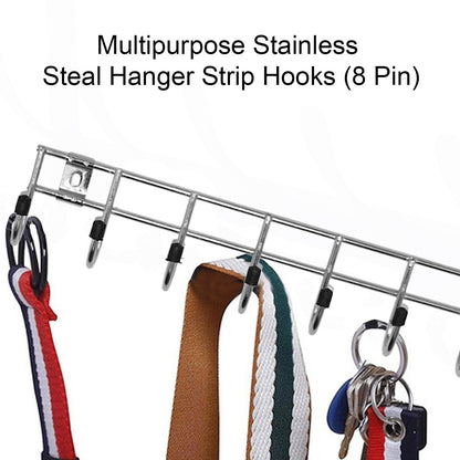 1736 Multipurpose Stainless Steal Hanger Strip Hooks (6 Pin)