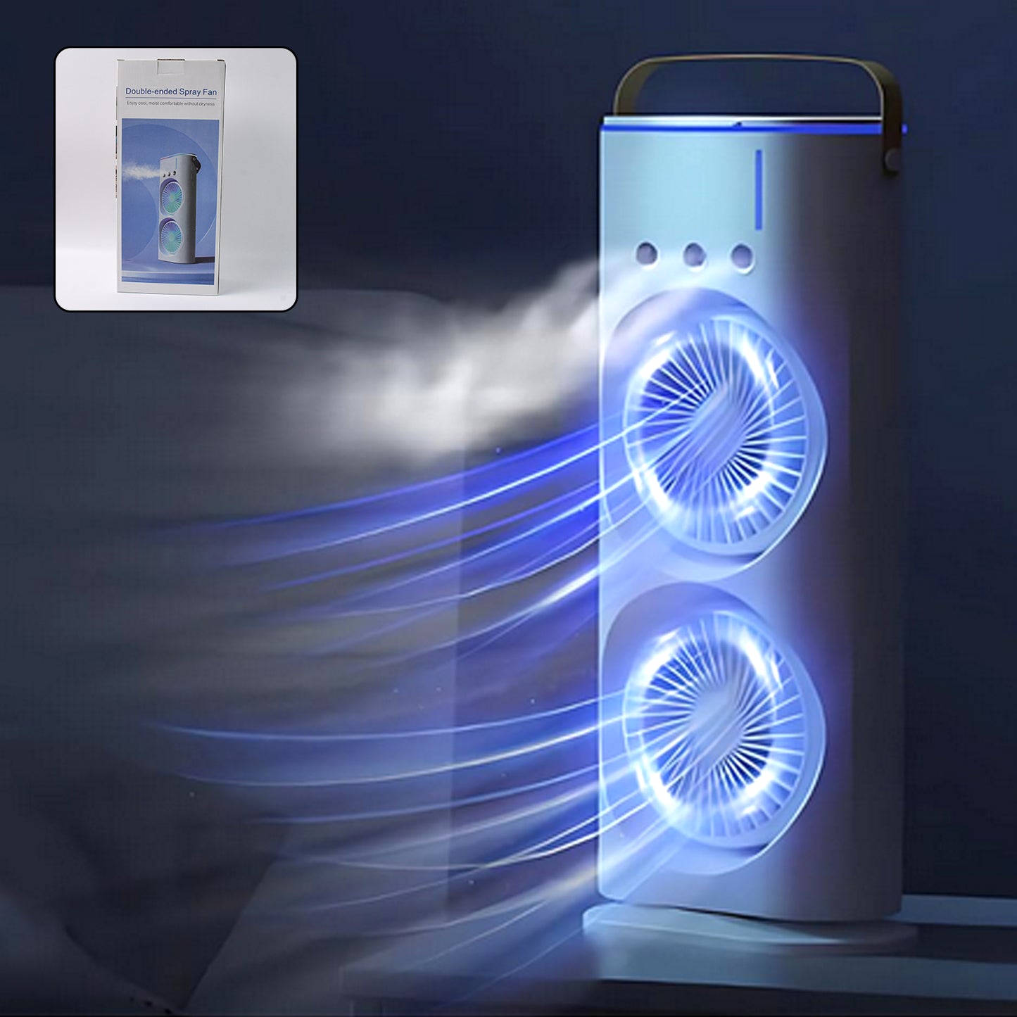 Portable Tower Mist Spray Cooling Fan Air Cooling Fan (1 Pc)