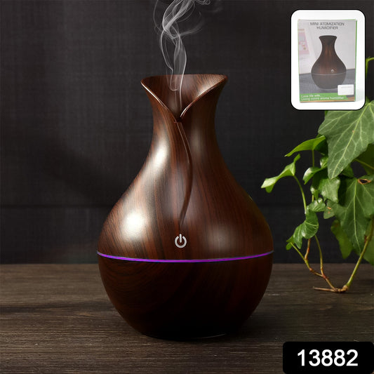 Mini Wooden Vase Pot Diffuser Cool Mist Atomization Humidifier (1 Pc  130 Ml)