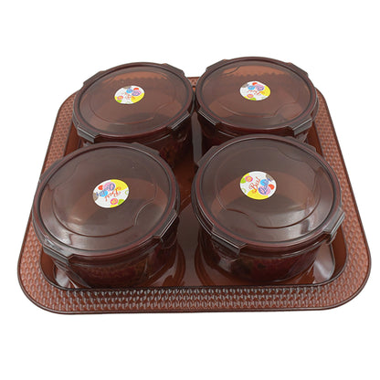 3646 Elegance Tray Plastic Airtight 4 Pieces Storage Container And 1 Piece Serving Tray With Lids