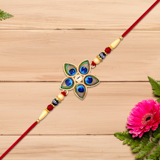 Designer Mor Pankh Rakhi In Star Shape