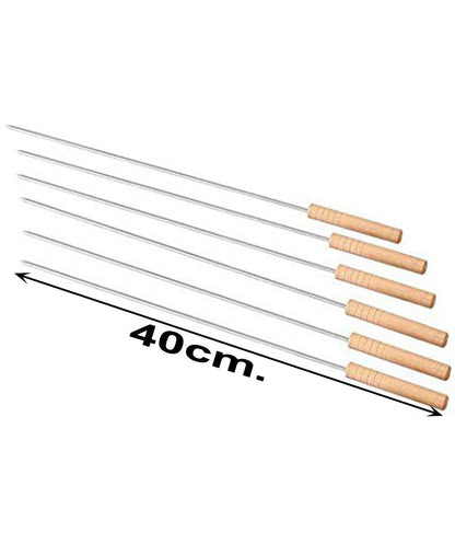 2228 Barbecue Skewers For Bbq Tandoor And Gril With Wooden Handle - Pack Of 12